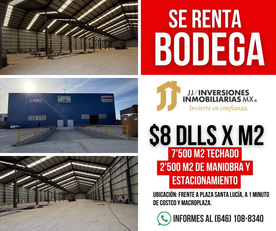Se renta nave industrial en $8 dls el M2